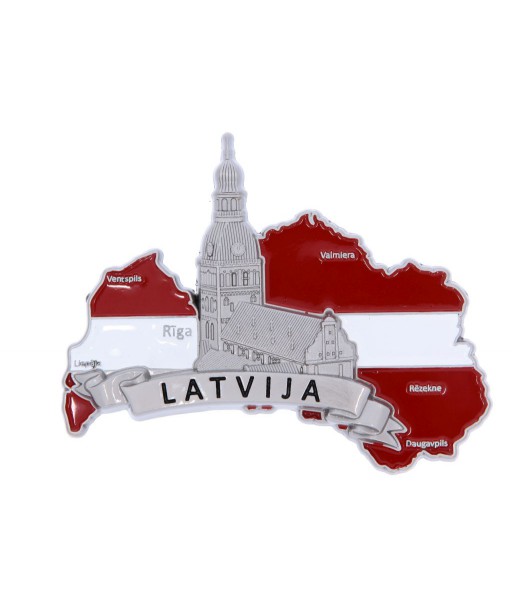Ledusskapja Magnēts Latvijas Karte ar Rīgas Doma Katedrāli